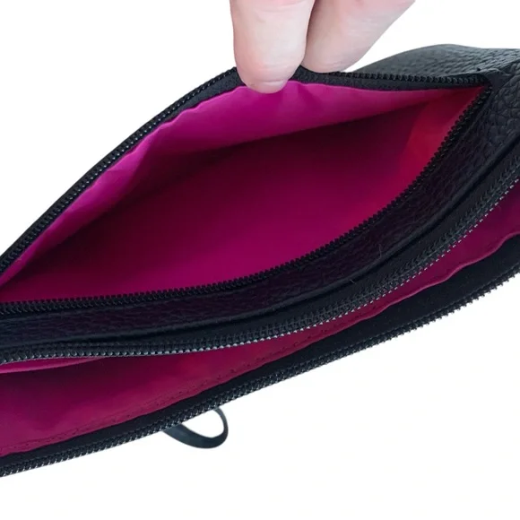 NICOLE MILLER Colorful Wristlet Wallet Purse Tons of Space & Pockets! Black Blue - Picture 6 of 11